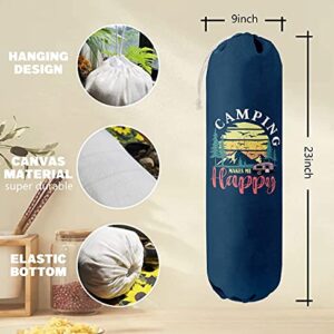 Camping Makes Me Happy， Grocery Bags Holder Organizer for Shopping Bags，Wall Mount Plastic Bags Storage Container Dispensers, Gift for Women Mother Grandmother Friend