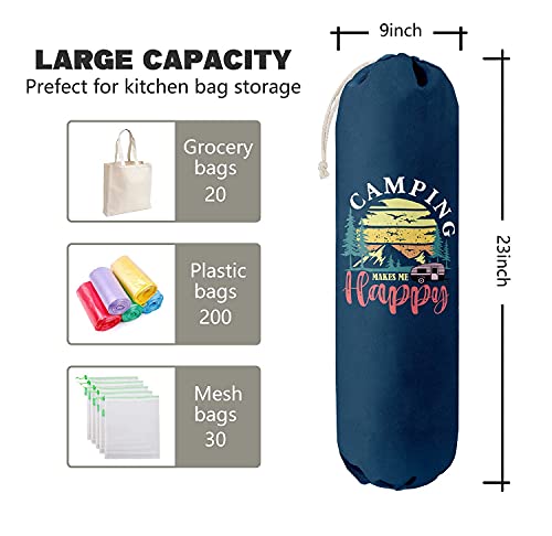 Camping Makes Me Happy， Grocery Bags Holder Organizer for Shopping Bags，Wall Mount Plastic Bags Storage Container Dispensers, Gift for Women Mother Grandmother Friend