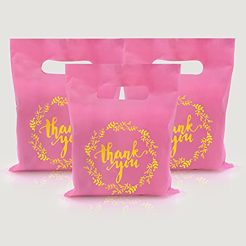 TOSPARTY Plastic Thank You Merchandise Bags Party Present Bags Candy Cookie Treat Bags for Birthday Party Baby Shower Wedding Christmas Retirements