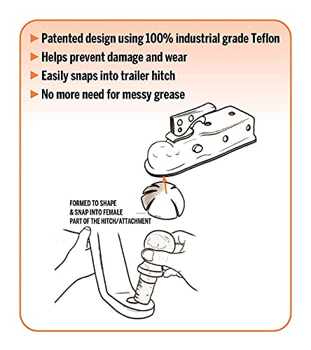 Ball Hitch Shield - Fits 2 516 or 2 12 Ball Replace The Grease with a 100 Industrial Grade Teflon Shield No More Mess, white