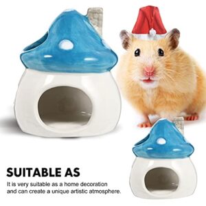 BESPORTBLE Hamster Hideout Mushroom Shape Ceramic Hamster House Small Animals Habitat Cage Hut Summer Cooling Hideout Nest for Chinchilla Hamster Rat Gerbils