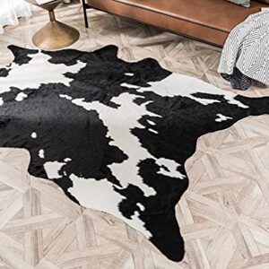 Larger Cow Print Rug Black and White Faux Hide Area Rug Faux Cowhide Rugs Animal Printed Area Rug Carpet for Home 62.2in x 86.6in/5.2 x 7.2ft