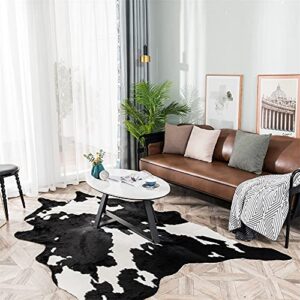 Larger Cow Print Rug Black and White Faux Hide Area Rug Faux Cowhide Rugs Animal Printed Area Rug Carpet for Home 62.2in x 86.6in/5.2 x 7.2ft