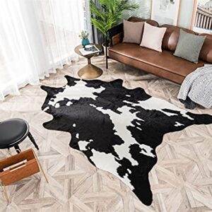 Larger Cow Print Rug Black and White Faux Hide Area Rug Faux Cowhide Rugs Animal Printed Area Rug Carpet for Home 62.2in x 86.6in/5.2 x 7.2ft