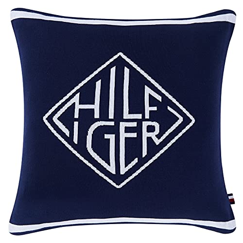 Tommy Hilfiger Diamond Monogram Decorative Pillow, Large (Pack of 1), Navy