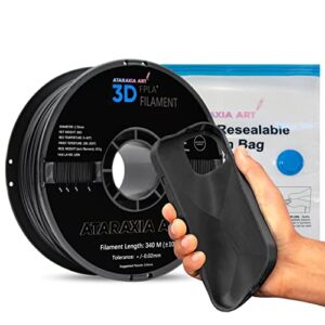 ATARAXIA ART Flexible PLA Filament 1.75mm,3D Printer Filament 1kg/2.2lb Spool,Better Than TPU,89A Shore Hardness, Patent Formula, Compatible with Bowden Extruder,with Filament Storage Bag, FPLA Black