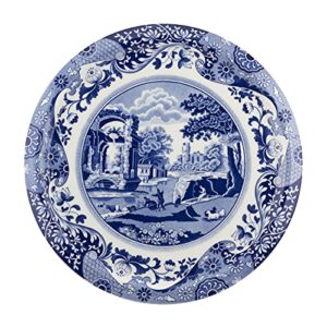 Spode Blue Italian 2 Piece Serving Platter with Dome Cover, Multifunctional Tray for Cake, Pastries, and Cheese, Made of Porcelain, Measures 11.5-Inches, Dishwasher Safe