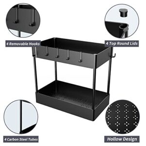 Under Sink Organizer, Under Sink Organizers and Storage Under Sink Shelf 2 Tier Under Sink Organizer Rack Under Sink Storage for Kitchen Bathroom Countertop And Cabinet,Bath Collection Baskets Black