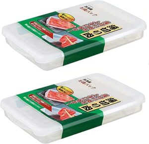 wulikanhua 2 pack-cold dish storage container, deli meat container cold cuts fridge keeper, cheese food storage container with lid for refrigerator, shallow low profile christmas cookie holder