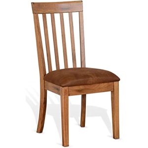 sunny designs sedona 19" traditional mindi wood slatback chair in rustic oak