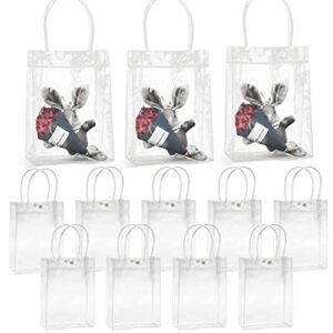 clear small gift bags with handles,12 pcs 5.9x2.8x7.9 inch waterproof clear small gift wrap bags for wedding,party,retail,holiday