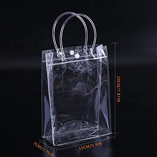 Clear Small Gift Bags with Handles,12 Pcs 5.9x2.8x7.9 inch Waterproof Clear Small Gift Wrap Bags for Wedding,Party,Retail,Holiday