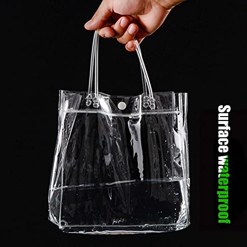 Clear Small Gift Bags with Handles,12 Pcs 5.9x2.8x7.9 inch Waterproof Clear Small Gift Wrap Bags for Wedding,Party,Retail,Holiday