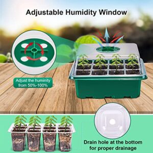 Kesfitt Seed Starter Tray with Heat Mat,Seed Starting Kit with Adjustable Humidity Dome and Base 6 Packs 72Cells Seedling Starter Trays for Seeds Plant Germination