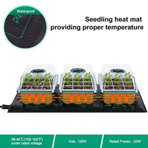 Kesfitt Seed Starter Tray with Heat Mat,Seed Starting Kit with Adjustable Humidity Dome and Base 6 Packs 72Cells Seedling Starter Trays for Seeds Plant Germination