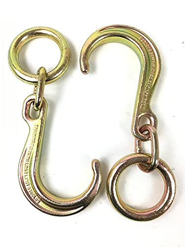 (2) 8" Inch J Hook Grade G70 Tow Axle Strap Wrecker Roll back Clevis - 5,400 WLL