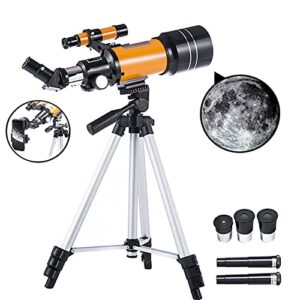 timisea kids beginners telescope, 70mm aperture 300mm az mount astronomical refracting telescope for kids beginners, with adjustable tripod and phone adapter to observe moon and planet