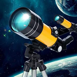 Timisea Kids Beginners Telescope, 70mm Aperture 300mm AZ Mount Astronomical Refracting Telescope for Kids Beginners, with Adjustable Tripod and Phone Adapter to Observe Moon and Planet