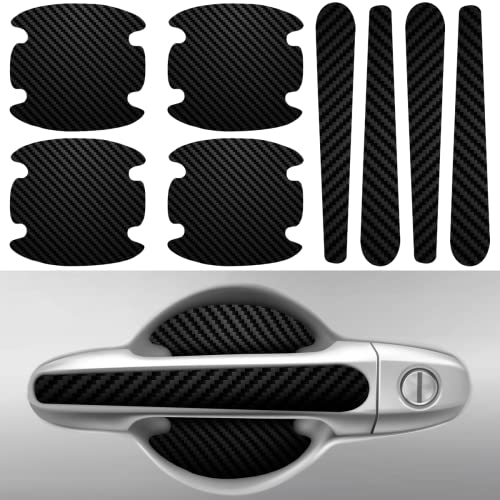 8Pcs Car Door Handle Protector - Car Stickers Door Handle Cover Carbon Fiber Vinyl Wrap Black Sticker - Car Door Handle Sticker Pack Paint Protection Film for Cars - Car Door Handle Scratch Protector