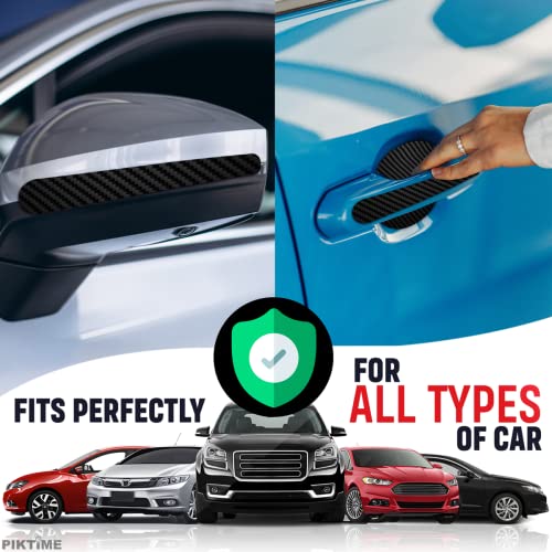 8Pcs Car Door Handle Protector - Car Stickers Door Handle Cover Carbon Fiber Vinyl Wrap Black Sticker - Car Door Handle Sticker Pack Paint Protection Film for Cars - Car Door Handle Scratch Protector