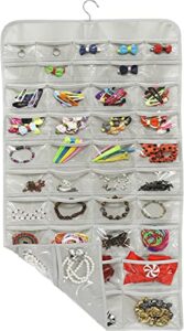 simple houseware hanging jewelry organizer 80 pocket, grey