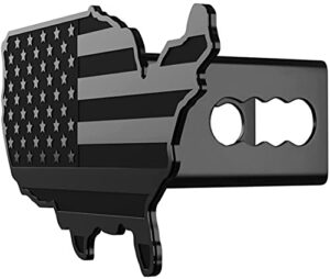mull usa map flag metal trailer hitch cover heavy duty for trucks cars suv (fits 2" receiver, black map flag)