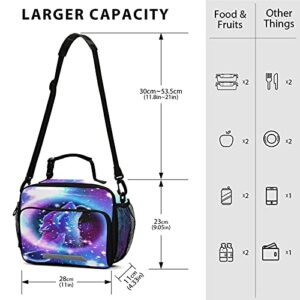 Kcldeci Wolf Galaxy Insulated Lunch Bag for Women/Men Galaxy Wolf Reusable Lunch Box for Office Work School Picnic Beach - Leakproof Cooler Tote Bag Freezable Lunch Bag