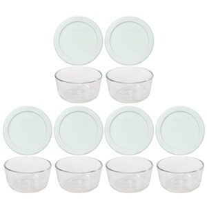 pyrex (6 7202 glass bowls & (6) 7202-pc white lids
