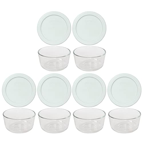 Pyrex (6 7202 Glass Bowls & (6) 7202-PC White Lids