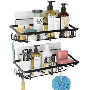 kefanta shower caddy organizer, black shower shelves, adhesive shampoo holder for inside shower walls, 2 pack