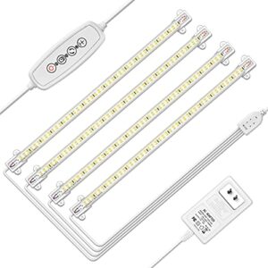 led plant grow light strips full spectrum grow lights for indoor plants with auto on/off 3/6/12h timer, 5 dimmable levels 192 leds sunlike grow lamp for hydroponics succulent,waterproof 4 pack