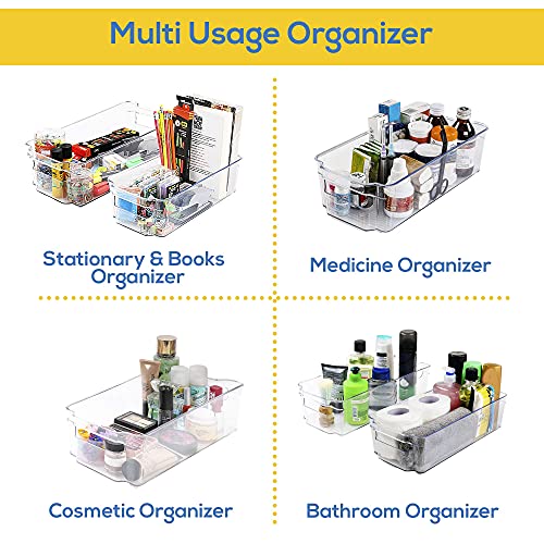 Utopia Home Medium Pantry Organizer - Set of 6 Refrigerator Organizer Bins - Fridge Organizer for Freezers, Kitchen Countertops and Cabinets - BPA Free (Clear)