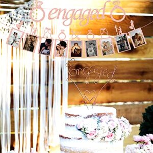 Engagement Wedding Decorations, Rose Gold Engaged Banner and Photo Banner for Engagement/Wedding Party decor(Rose Gold)