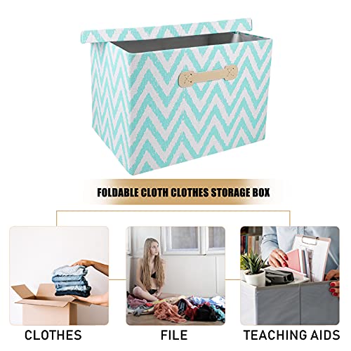 Garneck Stackable Storage Bins Box Foldable Clothes Organizer with Lid Fabric Cubby Baskets Cubes for Clothes Blankets Closets Bedrooms Blue