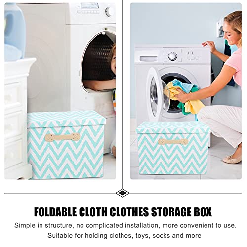 Garneck Stackable Storage Bins Box Foldable Clothes Organizer with Lid Fabric Cubby Baskets Cubes for Clothes Blankets Closets Bedrooms Blue