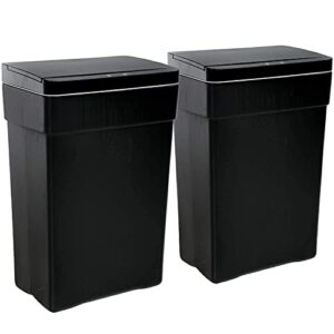 hgs kitchen trash cans waste bin garbage can touch free 13 gallon automatic trash bins with lid, 50 liter sensor touchless garbage bin for bedroom bathroom home office, 2 pack (black)