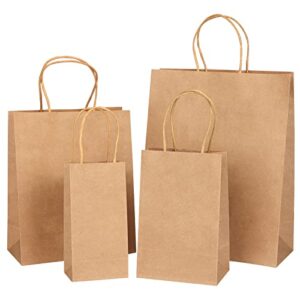 tomnk 40pcs brown paper bags with handles mixed size kraft paper bags, gift bags bulk for gifts, shopping, packaging, merchandise, grocery and craft (4 sizes)