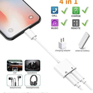 [Apple MFi Certified] iPhone Headphones Adapter & Splitter, 2 in 1 Dual Lightning Charger Cable Aux Audio Adapter Converter for iPhone 12/11/XS/XR/X/8/7/6/iPad, Support Calling+Charging+Music Control