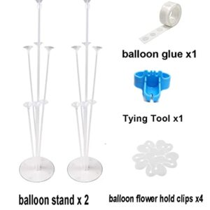 2 Sets of Balloon Stand Kits 28'' balloon arch kit with base, Reusable Clear Balloon Column Stand kit for Table, Including Glue, Tie Tool, Flower Clips, for Home Outdoors Birthday Wedding Party Decorations (2 set)