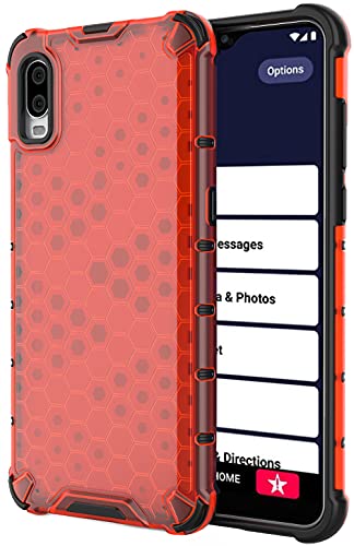 Case for Jitterbug Smart3 Phone, Nakedcellphone [Honeycomb Hybrid Series] Dual-Layer Cover [Anti-Shock] for Jitterbug Smart 3 (2021) for Seniors (aka Lively Smart) - Vibrant Ruby Red