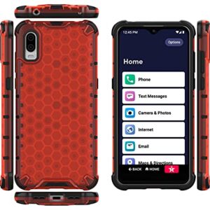 Case for Jitterbug Smart3 Phone, Nakedcellphone [Honeycomb Hybrid Series] Dual-Layer Cover [Anti-Shock] for Jitterbug Smart 3 (2021) for Seniors (aka Lively Smart) - Vibrant Ruby Red