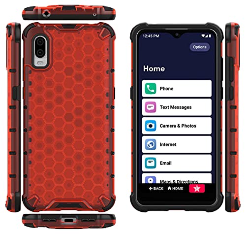 Case for Jitterbug Smart3 Phone, Nakedcellphone [Honeycomb Hybrid Series] Dual-Layer Cover [Anti-Shock] for Jitterbug Smart 3 (2021) for Seniors (aka Lively Smart) - Vibrant Ruby Red