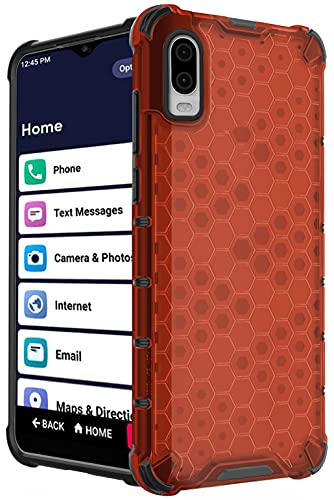 Case for Jitterbug Smart3 Phone, Nakedcellphone [Honeycomb Hybrid Series] Dual-Layer Cover [Anti-Shock] for Jitterbug Smart 3 (2021) for Seniors (aka Lively Smart) - Vibrant Ruby Red
