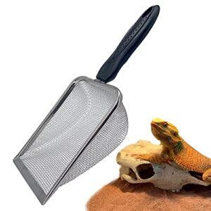 falltail stainless steel reptile sand substrate scoop shovel sifter fine mesh metal reptile litter cleaner scooper for sand bedding