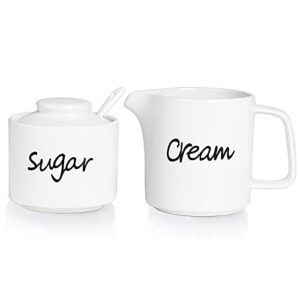 ontube porcelain sugar bowl and creamer set of 3,white