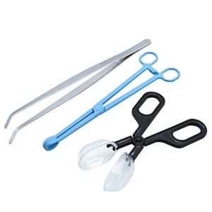 junniu 3pcs terrarium tank reptile accessories, stainless steel feeding tongs long handle tweezers bug feeding clamp cricket tongs for bearded dragon leopard gecko toad turtle spider