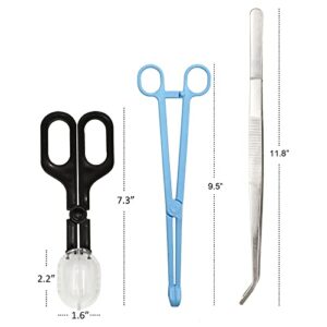 Junniu 3PCS Terrarium Tank Reptile Accessories, Stainless Steel Feeding Tongs Long Handle Tweezers Bug Feeding Clamp Cricket Tongs for Bearded Dragon Leopard Gecko Toad Turtle Spider