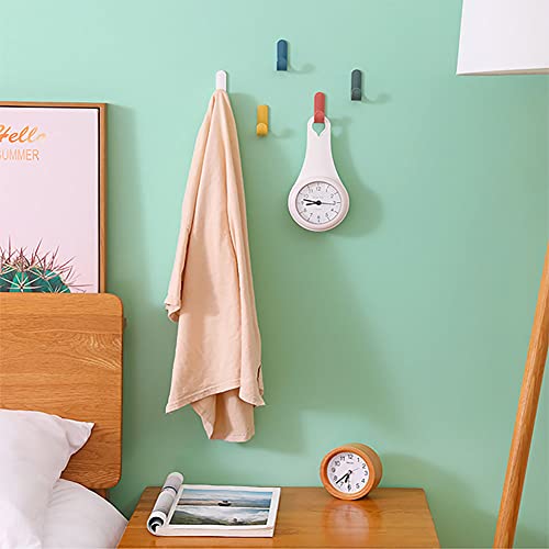 Adhesive Hooks, 6 Pack Plastic Adhesive Wall Hooks, Hat Hook,Scarf Hook,Clothes Rack, Kitchenware Hook, Key Holder J-Shaped Organizer Plastic Hook(6 Colors)