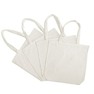 canvas bags with handles - plain natural cotton totes made from organic fabric, reusable cloth shopping bags for grocery, market, beach, pool, gifts, diy, washable & eco friendly 4 pcs – 15.7x3.3x15.7