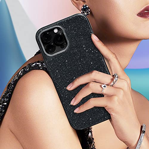MILPROX Compatible with iPhone 13 Pro Max Case (2021), Glitter Sparkly Shiny Bling Rubber Gel Shell Cases 3 Layers Shockproof Protective Bumper Cover for iPhone 13 Pro Max 6.7" 2021-Black